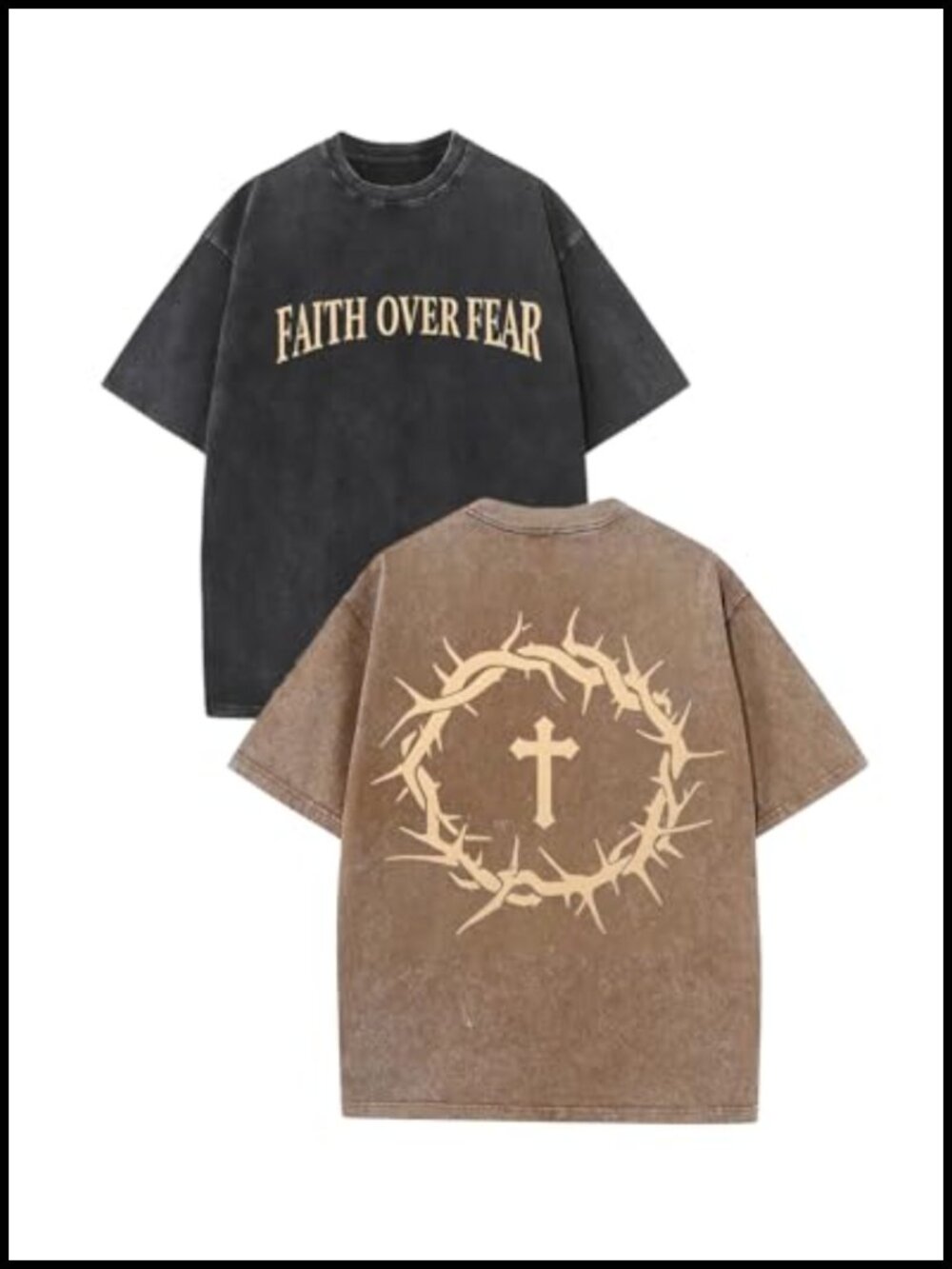 2 Pack Men's Oversized Cotton Christian Graphic Tee Crew Neck Short Sleeve Gym